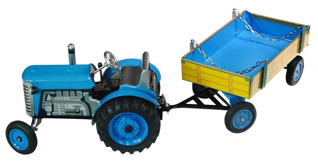 Plechový traktor s řazením + vlek *