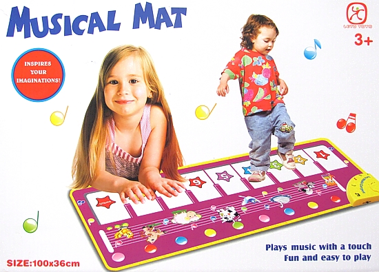 Hrací hudební koberec s  piánkem a zvířátky dlouhý *