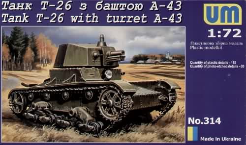 Slepovací model UM 1:72 T-26 - with turret A-43 *