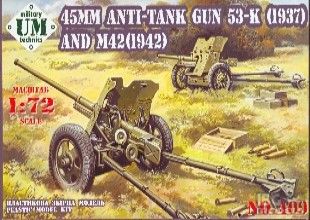Slepovací model UM 1:72 45mm Anti-Tank Gun 53-K 1937 and M42 1942 *