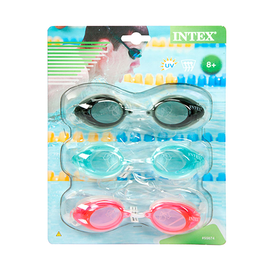 Plavecké brýle sada -  šedé, modré a  růžové - Intex 55674