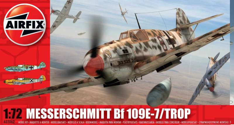 Slepovací model Airfix 1:72 Messerschmitt Bf109E-7/Tropical *