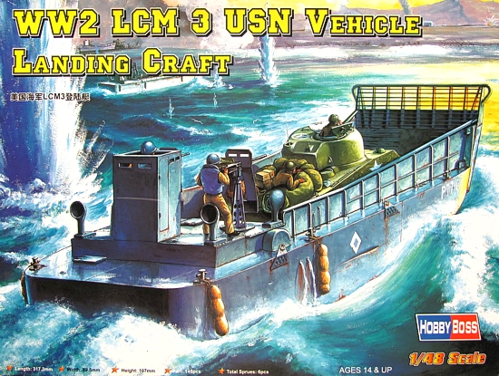 Slepovací model Hobby Boss 1:48 Americké vyloďovací plavidlo WW2 LCM 3 USN  Vehicle Landing Craft (84817) *
