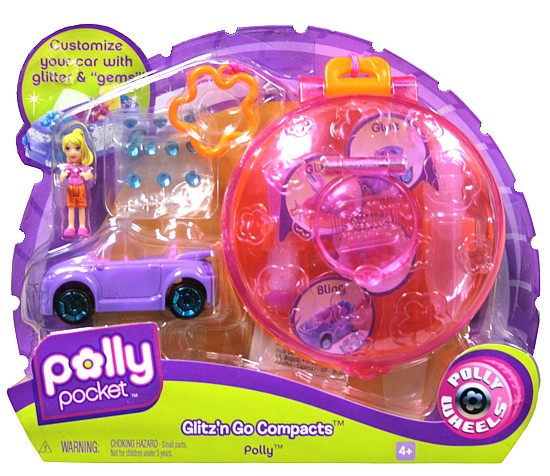 Panenka Polly s autem a glitrovacím pouzdrem