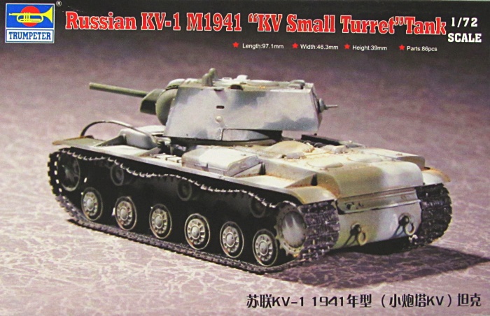 Slepovací model Trumpeter 1:72 Sovětský tank KV-1 Small Turret 1941 *