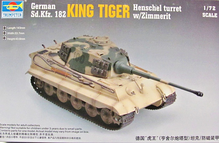 Slepovací model Trumpeter 1:72 Německý tank King Tiger s věží Henschel *