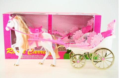 Nábytek Glorie pro panenky Barbie - Kočár s koněm *