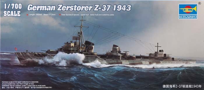 Slepovací model Trumpeter1:700  německý torpédoborec Zerstorer Z-37 1943 *
